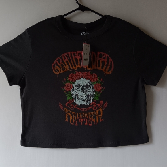 Greatful Dead Halloween 1970 women's black short sleeve cropped t shirt size L - Picture 5 of 10